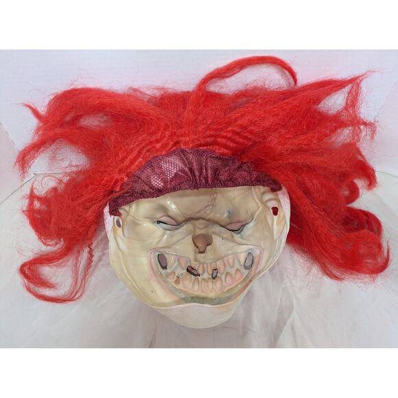 Seasonal Visions Scary Clown Mask Halloween Costume Red Hair Adult Horror Spooky - Picture 4 of 10